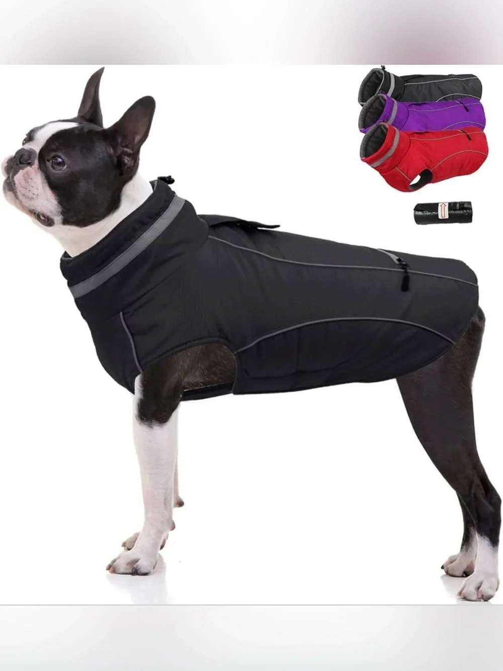 PETDSH Waterproof Dog Coat, Turtleneck Warm Dog Jacket, Dogs Winter Coat with Po